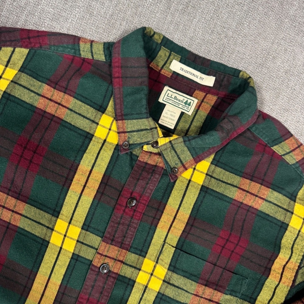 L.L.Bean‎ Mens Flannel Shirt Traditional Fit XL Plaid Cotton Button Down Outdoor